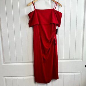 Marina Evening Dress Women's 12 Red Formal Off-the-Shoulder Valentines Party NWT